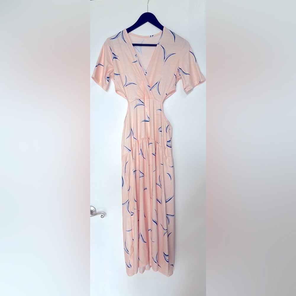 Dusty pink/peach long boho dress with cutout sides